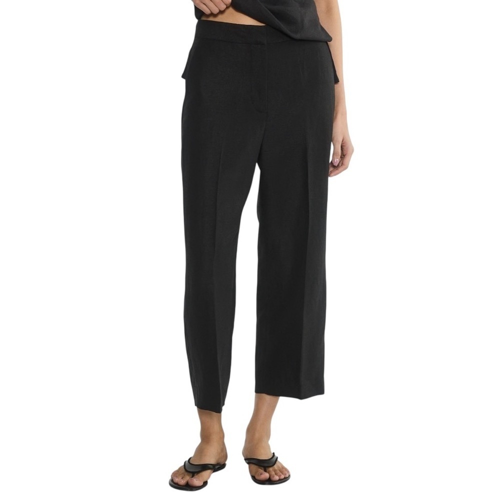 Aritzia The Limitless Pant Cropped High Rise Wide Leg Black CruiseLinen Sz 2